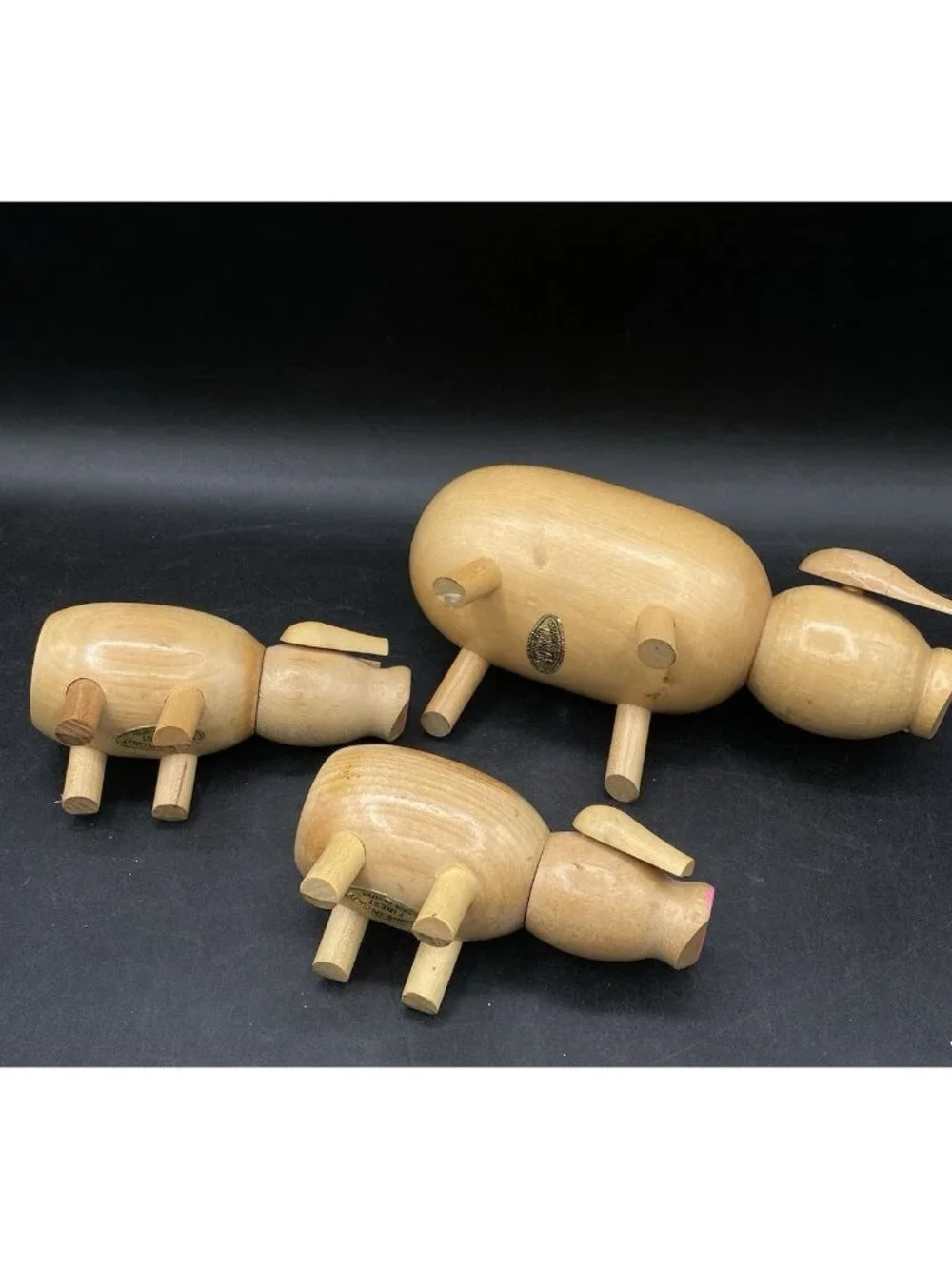 Hors D'oeuvre Server Salt Pepper Set Wood Pig Japan MCM Vintage Barware